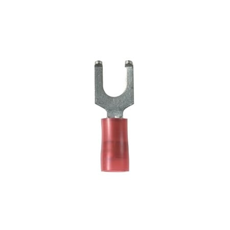 Panduit Fork Terminal, #6 Stud Size, 16 AWG, 600 V, Nylon Insulated, Red, 1000 PK PN18-6FF-M